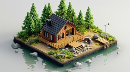 Tranquil Lakefront Property Seen from Above