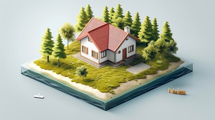 Dreamy Lakefront Retreat from Isometric Angle
