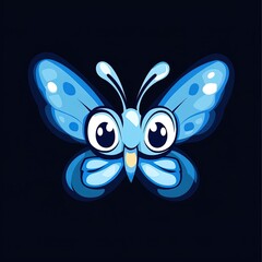 Obraz premium Butterfly blue on a dark background. Vector illustration for your design
