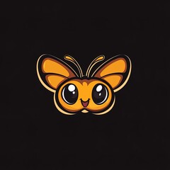 Fototapeta premium Cute cartoon butterfly isolated on a black background. Vector illustration.