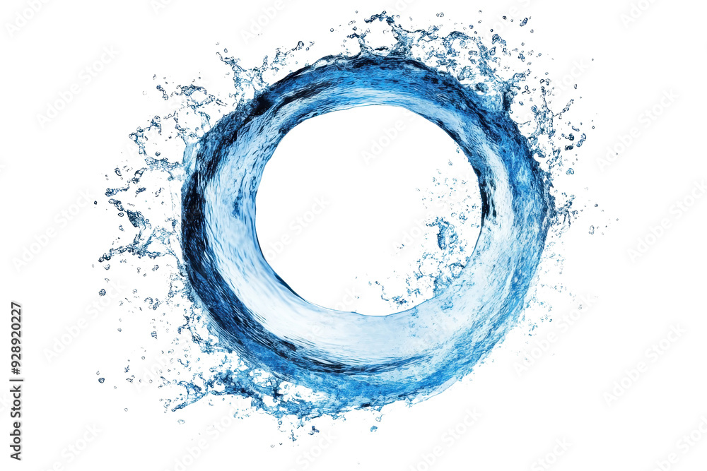 Poster dynamic circular splash of water captured in mid-air on a transparent background. ideal for refreshi