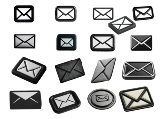 mail icon set  isolated on a transparent background