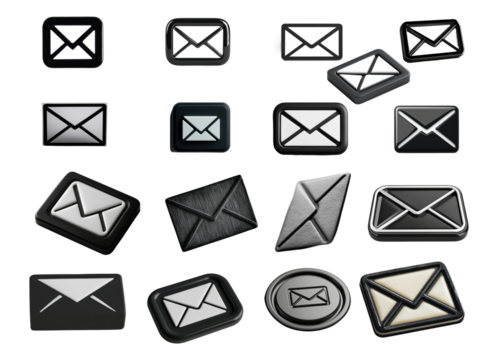 mail icon set  isolated on a transparent background