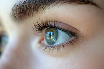 Obraz premium Beautiful Woman's Eye Showcasing Long Eyelash Extensions