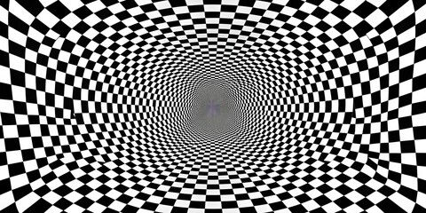 Optical Illusions: Checkered pattern manipulated to create visual illusions and optical effects.