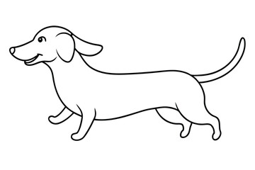 Happy dachshund jumping line art vector illustration