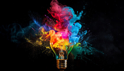 Bulb lamp colorful explosion, innovation idea