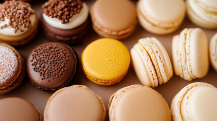 Obraz premium Elegant French Pastries: Macaroons, Croissants, and Delicate Treats in Autumnal Hues