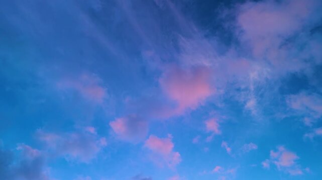 Pink clouds at sunset on the coast of Cantabria seen from a drone. Cantabria. Spain. Europe
