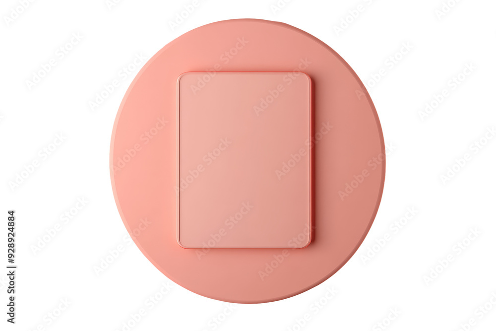 Poster minimal pink 3d round layered abstract design, geometric shapes, art object on transparent backgroun