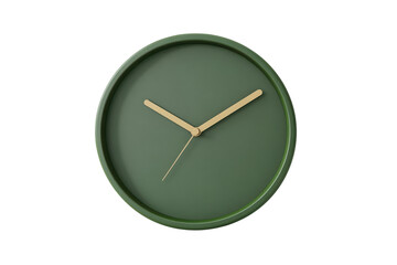 Modern wall clock with minimalistic green design and gold hands, ideal for contemporary home or office decor.