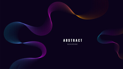 Abstract Flowing Gradient Waves on Dark Background in vibrant gradient colors on a dark background. The smooth, curved lines create a dynamic and modern design, perfect for creative projects.