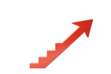 Red arrow staircase symbolizing growth, success, and progress. Ideal for business, finance, and development concepts.