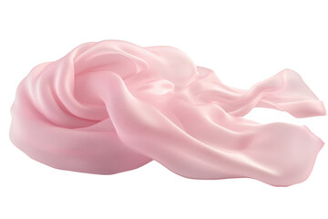 Soft pink silk fabric elegantly draped, showcasing its smooth and delicate texture on a transparent background. Perfect for fashion and design concepts.