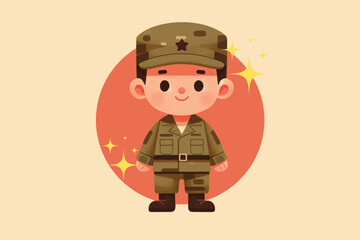 illustration of a small child wearing a military uniform