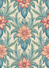 Vintage floral wallpaper with soft pastel flowers