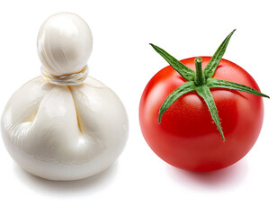 mozzarella cheese bundle front top view without tomatoes isolated white background