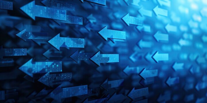 Conversions on Blue Direction Arrow. Finance Transformation and Exchange Rate Concept
