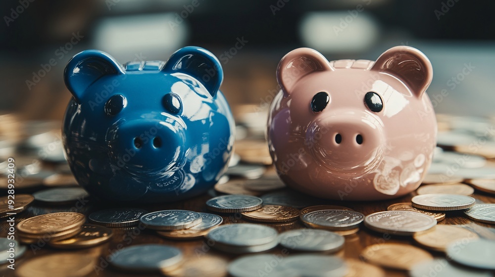 Poster A visual comparison of different savings accounts showing the interest rates and benefits of each option Stock Photo with copy space