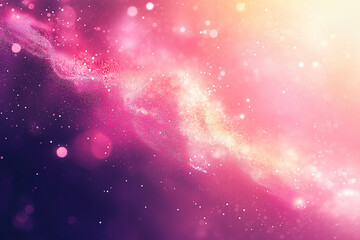 Fototapeta premium A stunning galaxy-inspired background with vibrant pink and purple colors blending into a cosmic scene. The abstract design is filled with light particles, perfect for sci-fi themes, futuristic desig