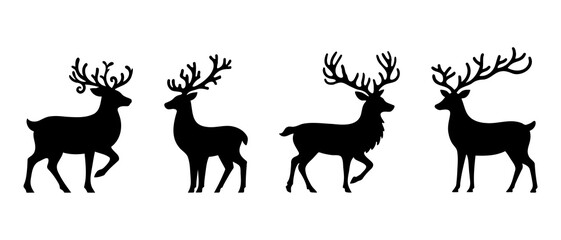 Christmas deer silhouette black filled vector Illustration icon