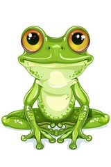 Fototapeta premium Green Frog Sitting on Ground