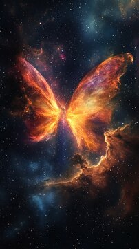Radiant nebula butterfly glowing amidst the cosmos