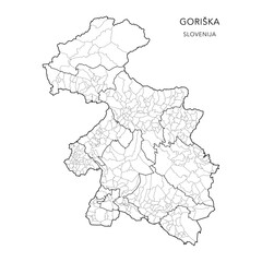Administrative Map of the Gorizia Statistical Region (Goriška) with Municipalities (Občine) and Settlements (Naselja) as of 2024 - Slovenia - Vector Map