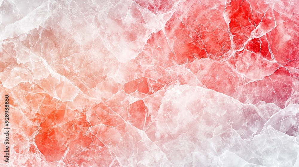 Poster a close-up of a red and white background featuring a red and white design on its left side