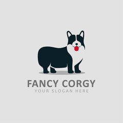 fancy corgy dog ​​logo silhouette vector