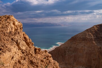 Breathtaking View of the Dead Sea from the Cliffs of Israel