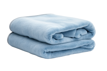Cozy blue blanket folded neatly, perfect for adding warmth and style to any room or outdoor setting.