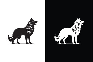 Wolff icon silhouette vector illustration design. wolf icon black white background.