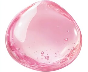 Obraz premium pink gel drop on white background, pink serum texture, transparent pink liquid gel drop