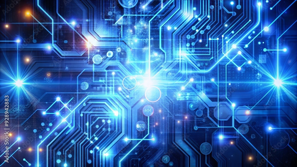 Poster futuristic digital background with glowing 2024 numbers, circuits, and tech elements, symbolizing in
