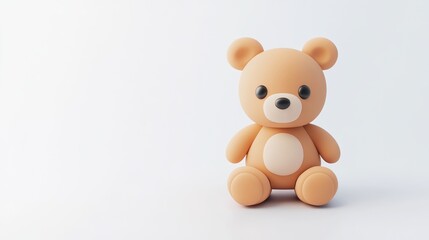 Adorable 3D Teddy Bear on White Background