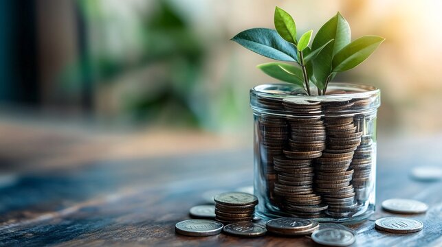 An illustration showing the concept of living below your means with tips on how to save more spend less and achieve financial goals Stock Photo with copy space