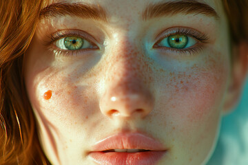 Fototapeta premium Woman with Bright Complexion Promoting Skin Vitamins