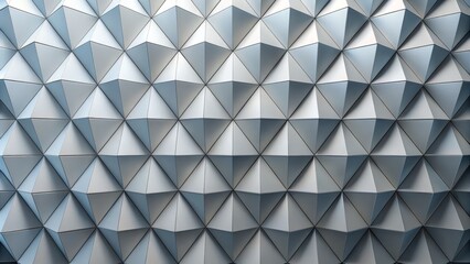 Obraz premium Geometric pattern of white and gray triangles adorns a modern wall background, creating a sleek and contemporary atmosphere perfect for business or lifestyle settings.