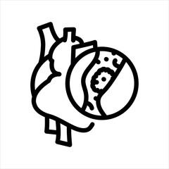 Thrombosis of the heart line black icon. Signs for web page