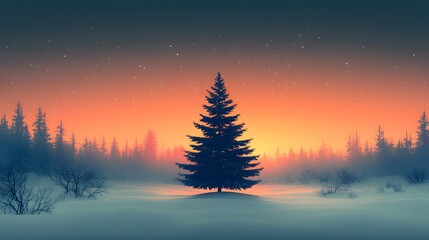 Naklejka premium Minimalist Christmas tree banner featuring a sleek design with a simple tree and soft background, perfect for modern holiday posters.