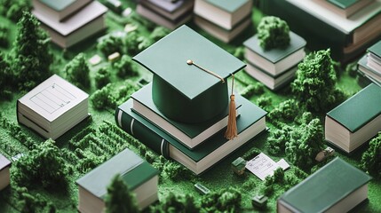 An illustration showing the importance of financial education with visuals of books online courses and mentorship opportunities Stock Photo with copy space