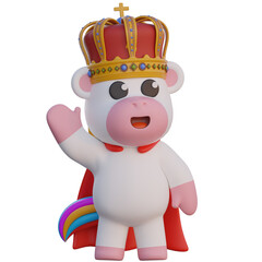 3D King of Unicorn Illustration