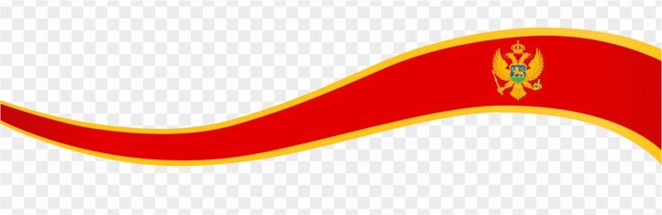 Montenegro flag wave isolated on png or transparent background vector illustration.