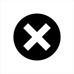 Black round shape with cross icon silhouette vector illustration design on white background.