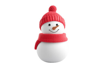 A cheerful snowman wearing a red hat and scarf, perfect for winter and holiday decorations, evoking joy and nostalgia.