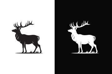 Deer icon silhouette vector illustration on white background.