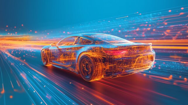 Detailed Exploration of a Modern Vehicle&rsquo;s CAN Bus Communication System, Illustrating Data Transmission and ECU Coordination