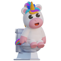 3D Unicorn Poops In The Toilet Illustration