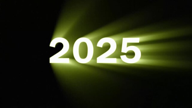 Yellow 2025 numbers shining - New year concept